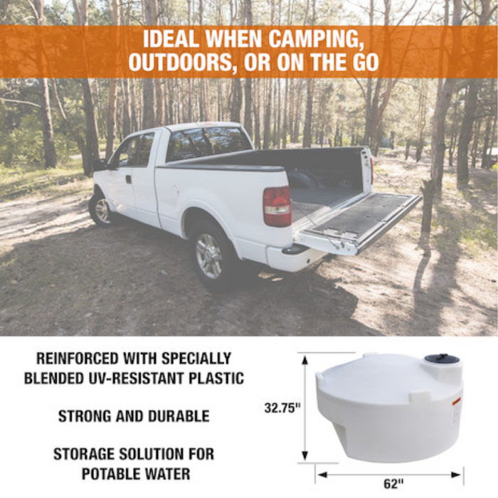 Buyers 325 Gallon Pickup Truck Storage Tank - Polyethylene 62x52.5x32.75 Inch Model 82124649