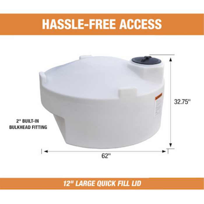 Buyers 325 Gallon Pickup Truck Storage Tank - Polyethylene 62x52.5x32.75 Inch Model 82124649