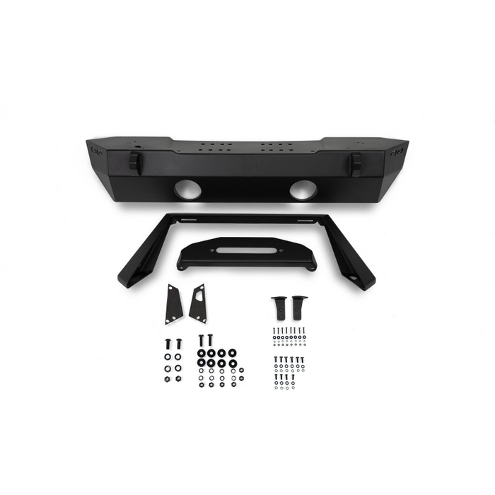DV8 Offroad 2007-2026 Jeep GladiatorJT Wrangler JK JKU JL JLU Stubby Front Bumper With Plated Bull Bar Model FBJL-06