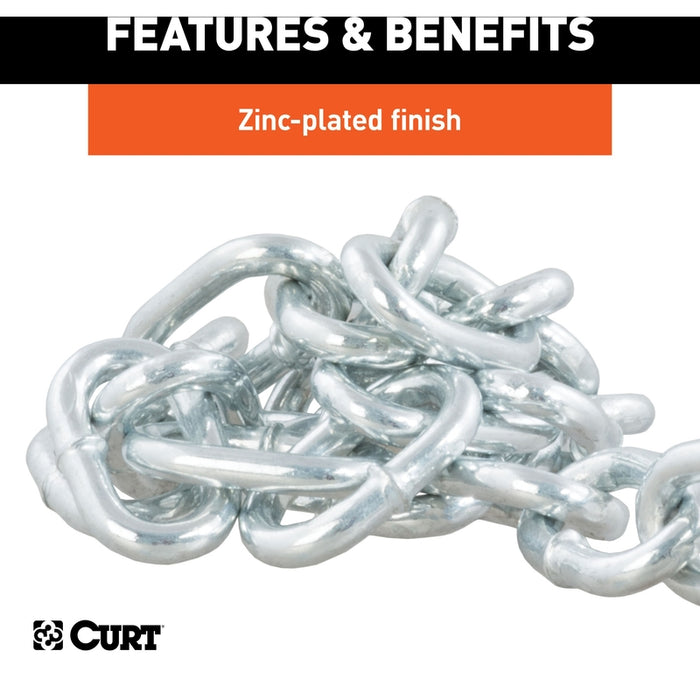 CURT 27-Inch Trailer Safety Chain with 3/8-In Snap Hook, 2,000 lbs Break Strength Model 80312