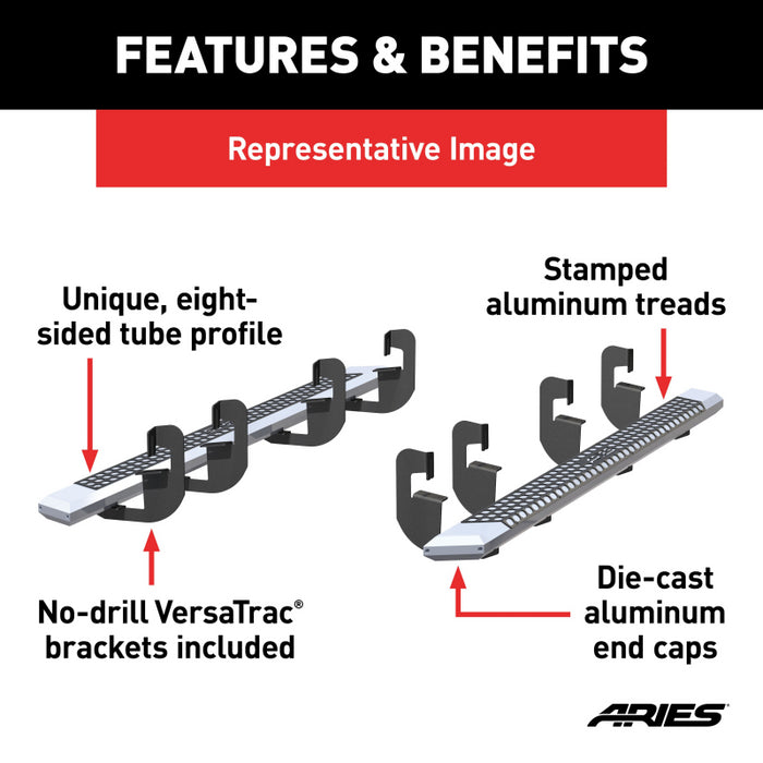 ARIES AdvantEDGE 5-1/2" x 91" Chrome Aluminum Side Bars, Select Ford F250, F350, F450 Model 2555024