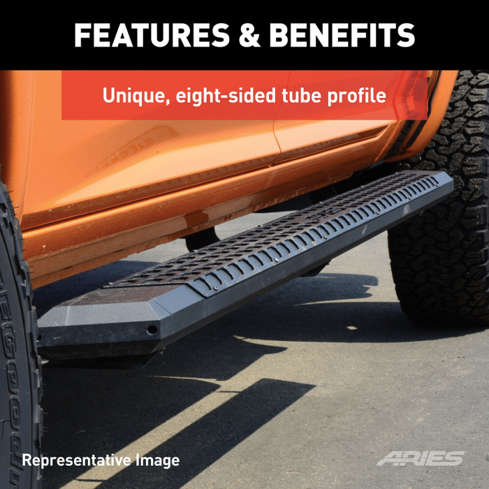 ARIES AdvantEDGE 5-1/2" x 53" Black Aluminum Running Boards Model 2556018