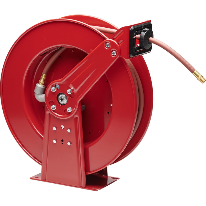ReelCraft Series 80000 1/2 in. x 100 ft. Ultimate Duty Dual Pedestal Spring Retractable Hose Reel - 300 PSI Air/Water Model 82100OLP