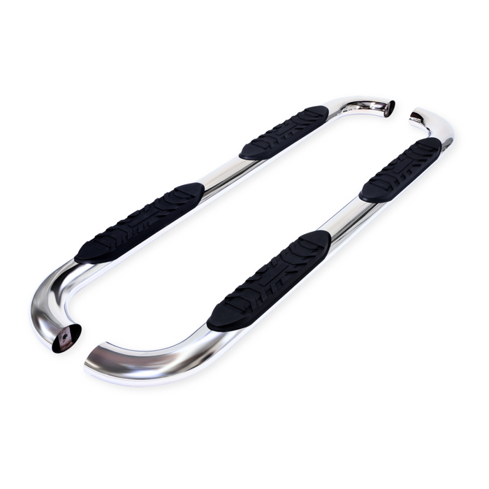 TrailFX 4" Oval Bent Step Nerf Bars W/ Step Pads Polished Stainless Steel Model A1019S