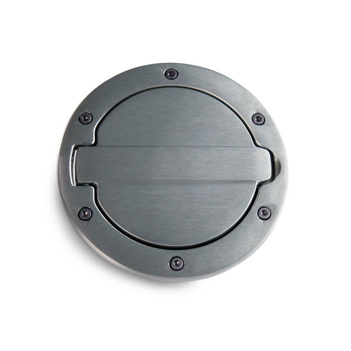 AMP Research Alloy Fuel Door, Brushed Aluminum - 07-18 Jeep Wrangler JK, 2 dr/4 dr Model 73000-00A