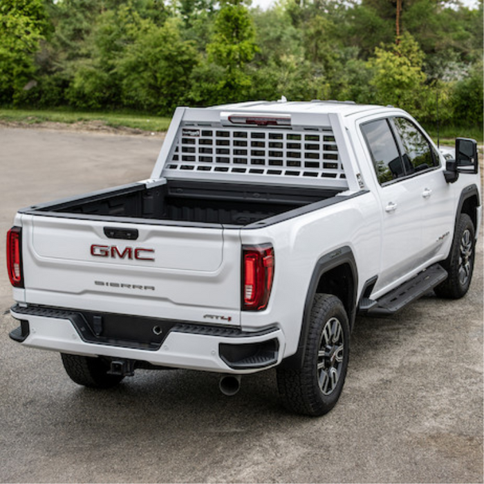 Buyers Products 25.00-inch Tall Gloss White Heavy-Duty Steel GuardDogg Pickup Truck Headache Rack Bundle with Mounting Brackets Model 851605
