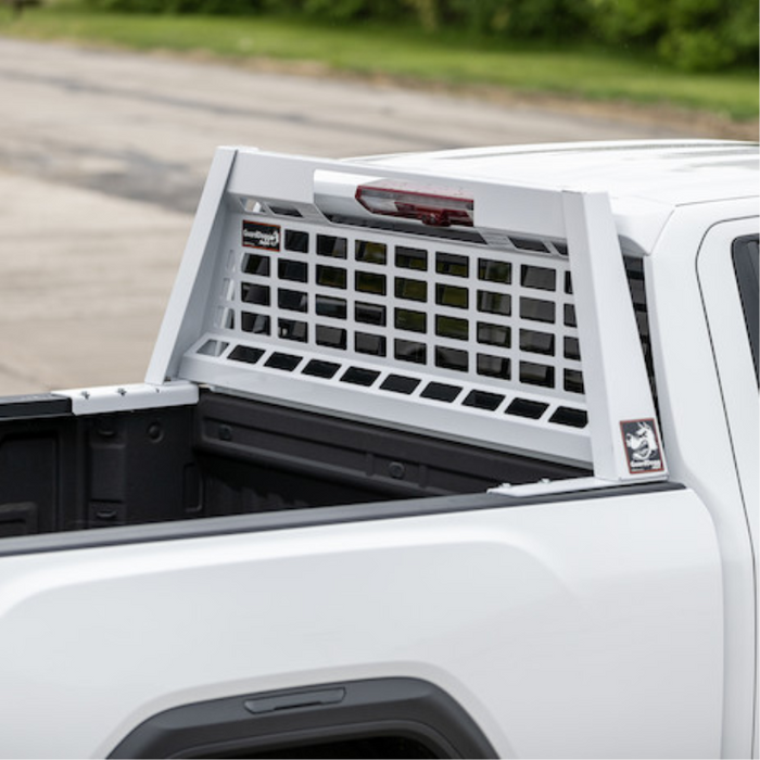 Buyers Products 25.00-inch Tall Gloss White Heavy-Duty Steel GuardDogg Pickup Truck Headache Rack Bundle with Mounting Brackets Model 851605