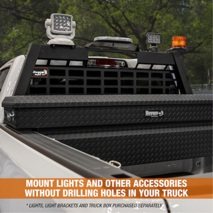 Buyers Products 25.00-inch Tall Gloss White Heavy-Duty Steel GuardDogg Pickup Truck Headache Rack Bundle with Mounting Brackets Model 851605