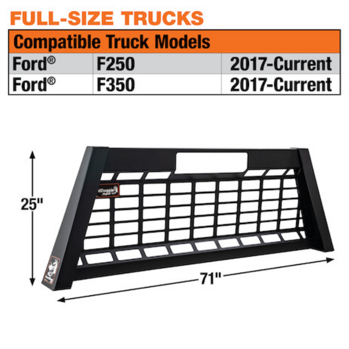 Buyers Products 25" Inch Tall Matte Black Heavy-Duty Steel GuardDogg Pickup Truck Headache Rack Bundle with Mounting Brackets Model 851660