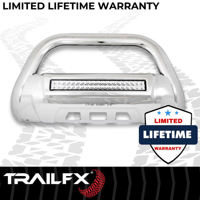 TrailFX 3.5" Oval Bull Bar w/ Skid Plate Polished Stainless Steel w/ 20 Inch Double Row Light Bar Model B1613SKIT