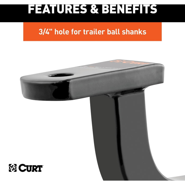 CURT Class 2 Trailer Hitch Ball Mount, Fits 1-1/4-Inch Receiver, 3,500 lbs, 3/4-Inch Hole, 3-1/8-Inch Rise Model 45520