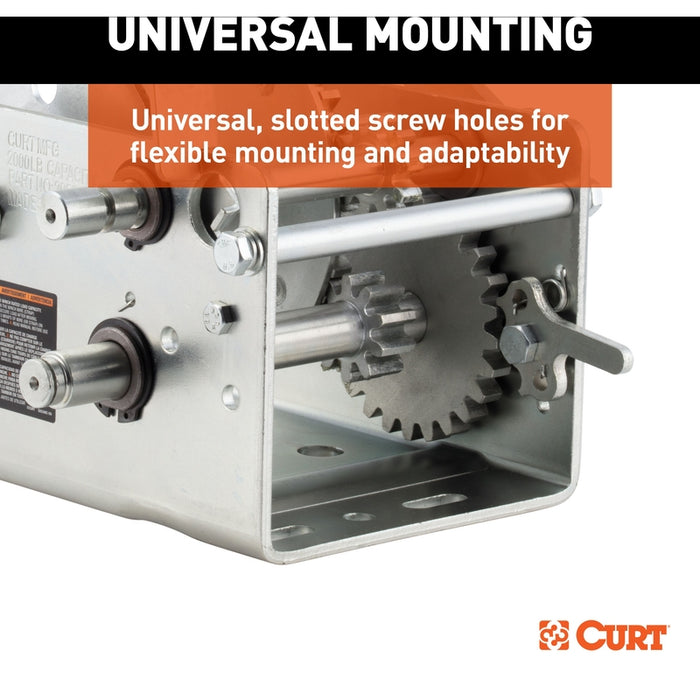 CURT Hand-Crank 2-Speed Winch, 2,000 lbs, 4.1:1 High, 10.25:1 Low Gear Ratio, 10.6" Handle Model 29520