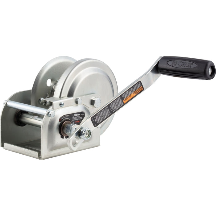 CURT Hand-Crank Brake Winch, 1,000 lbs, 4.2:1 Gear Ratio, 7" Handle Model 29610