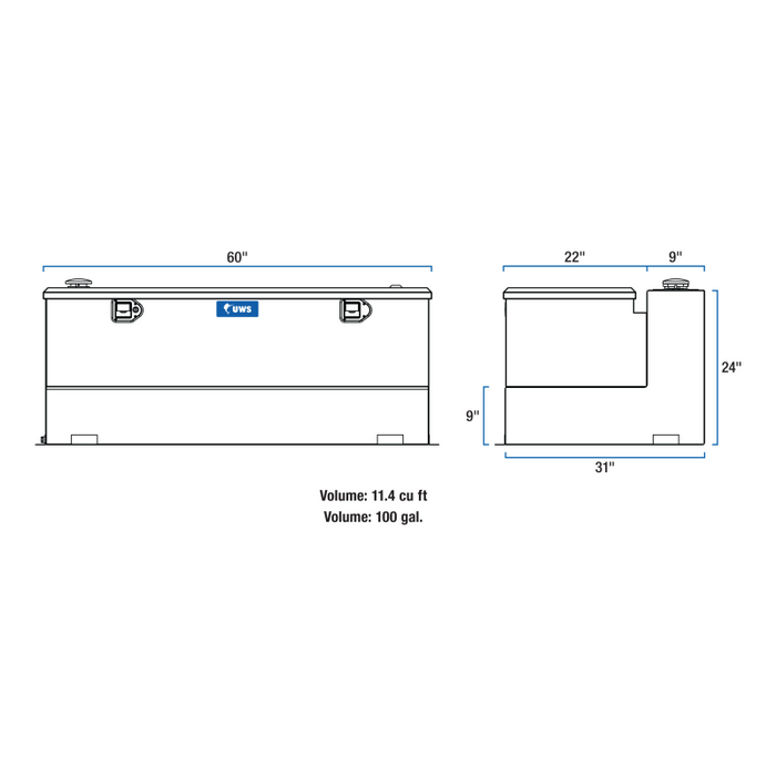 UWS White 100-Gallon Steel-Aluminum Combo Transfer Tank Model ST-100-COMBO-W