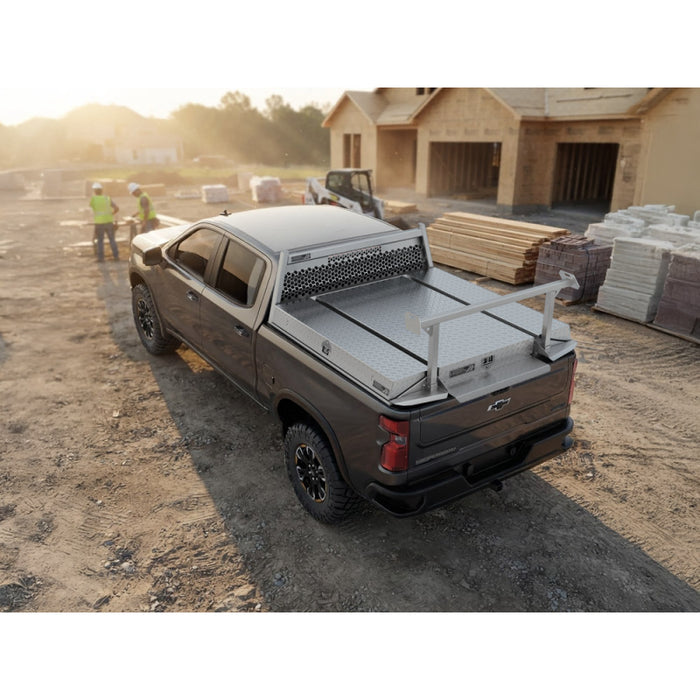 Highway Products Pickup Pack, w/ Diamond Plate Lid, w/ Smooth Aluminum Base, w/ Mesh Headache Rack, w/ Ladder Rack Model 39203NFML