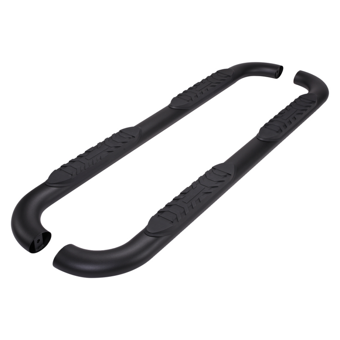 TrailFX 4" Oval Bent Step Nerf Bars W/ Step Pads Powder Coat Black Steel Model A1010B