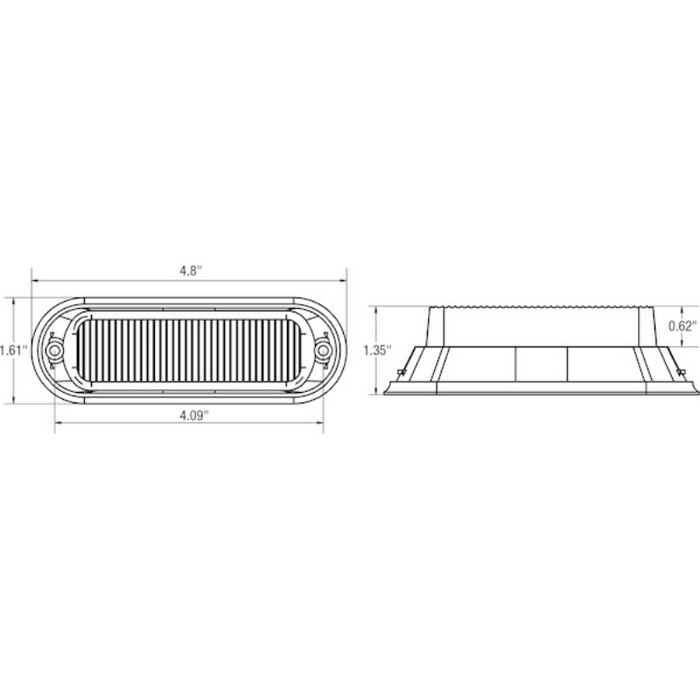 Buyers Products 5 Inch Raised Rectangular LED Amber Mini Strobe Light Series Model 8891130