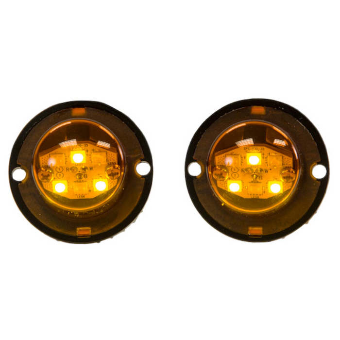 Buyers Products 2 Inch Bolt-On Hideaway Round LED Amber Strobe Kits with In-Line Flashers Model 8891226