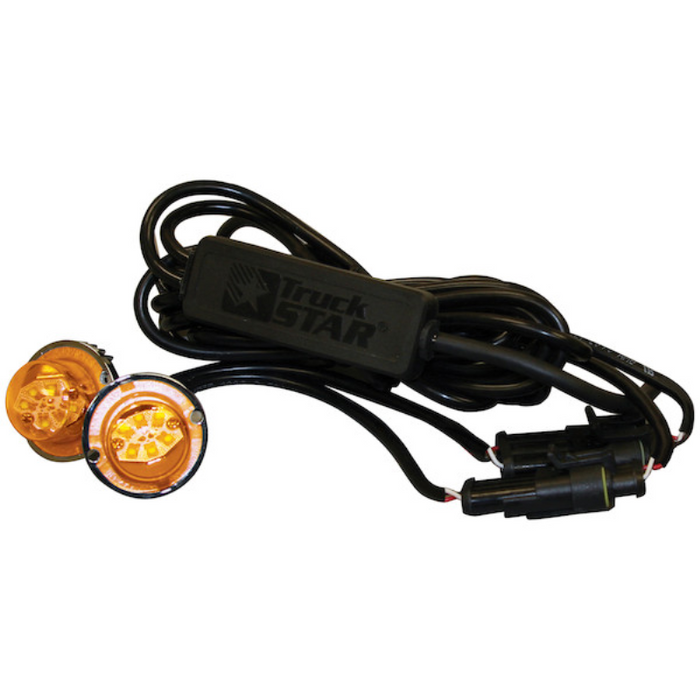 Buyers Products 2 Inch Bolt-On Hideaway Round LED Amber Strobe Kits with In-Line Flashers Model 8891226