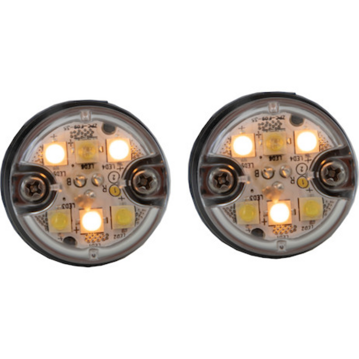 Buyers Products 1 Inch Push-On Hideaway Round LED Amber/Clear Strobe Kit with In-Line Flashers Model 8891327