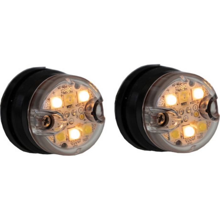 Buyers Products 1 Inch Push-On Hideaway Round LED Amber/Clear Strobe Kit with In-Line Flashers Model 8891327