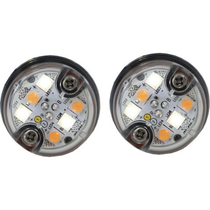 Buyers Products 1 Inch Push-On Hideaway Round LED Amber/Clear Strobe Kit with In-Line Flashers Model 8891327