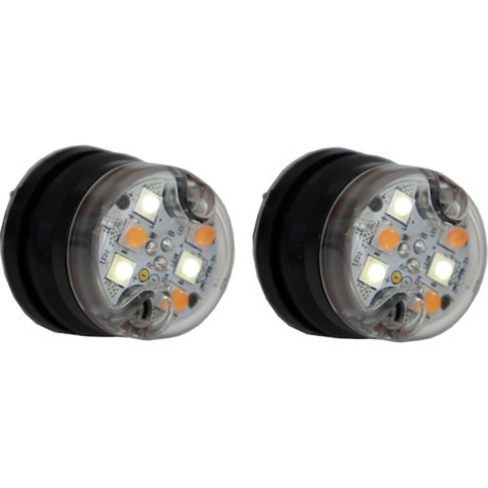 Buyers Products 1 Inch Push-On Hideaway Round LED Amber/Clear Strobe Kit with In-Line Flashers Model 8891327