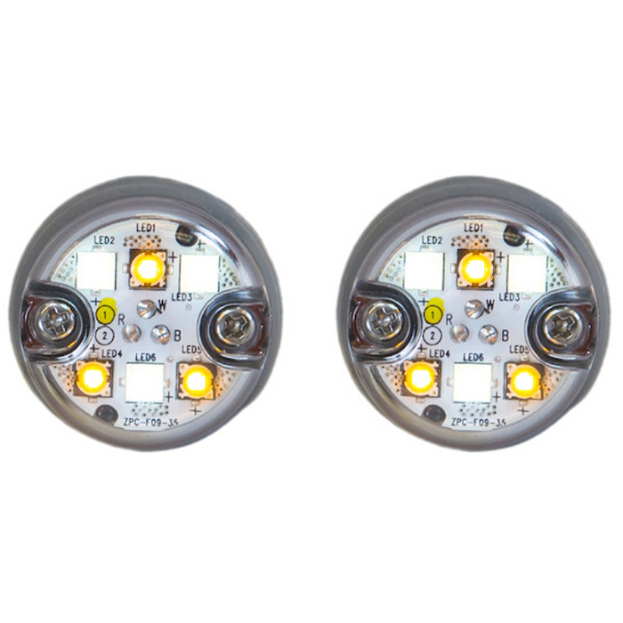 Buyers Products 1 Inch Push-On Hideaway Round LED Amber/Clear Strobe Kit with In-Line Flashers Model 8891327