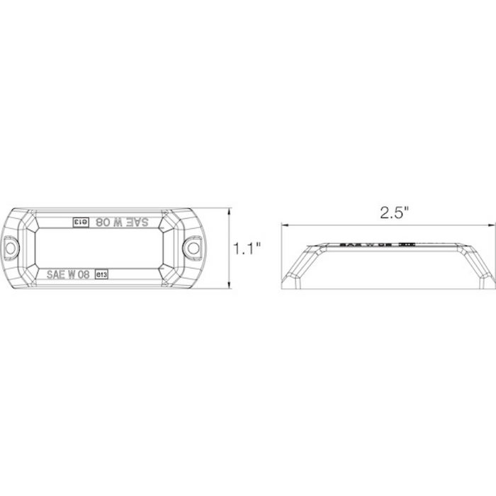 Buyers Products 2.5 Inch Low Profile Rectangular LED Amber Strobe Light Model 8891403