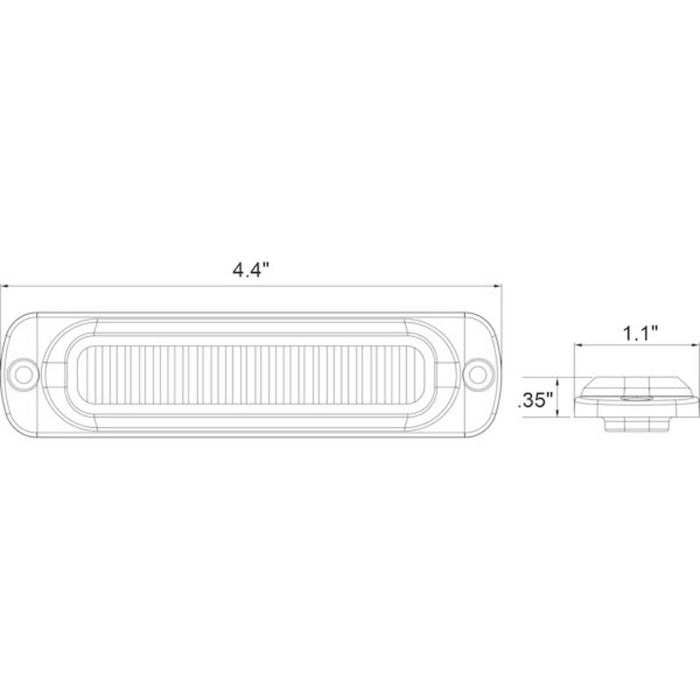 Buyers Products Thin 4.5 Inch Amber/Clear Horizontal LED Strobe Light Model 8891902