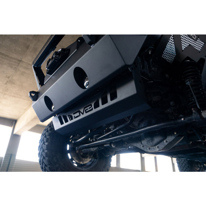 DV8 Offroad 2018=2025 Jeep Wrangler JL JL , Gladiator JT Front Bumper Sway-Bar Disconnect Motor Skid Plate Model SPJL-02