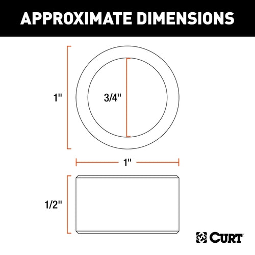 CURT Trailer Hitch Ball Hole Reducer Bushing, Reduces 1-Inch Diameter to 3/4-Inch Stem Model 21100