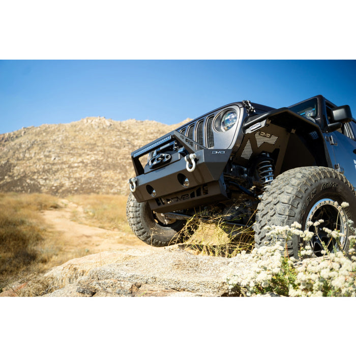 DV8 Offroad 2018=2025 Jeep Wrangler JL JL , Gladiator JT Front Bumper Sway-Bar Disconnect Motor Skid Plate Model SPJL-02