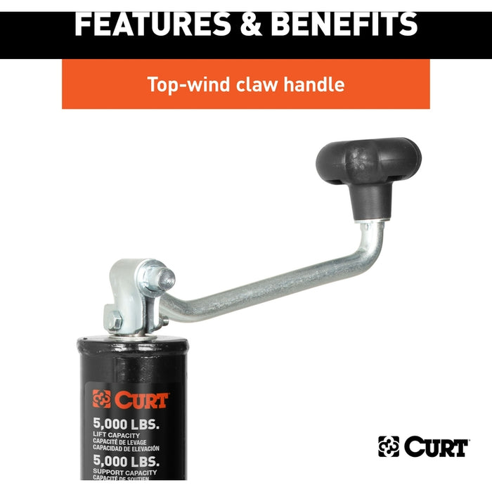 CURT A-Frame Trailer Tongue Jack, 5,000 lbs. Support Capacity, 15 Inches Vertical Travel Model 25007