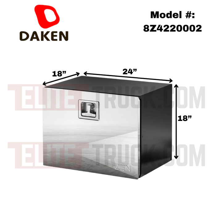 DAKEN Zen Series 24x18x18 Underbody Toolbox Black Steel Body Polished Stainless Door Model 8Z4220002