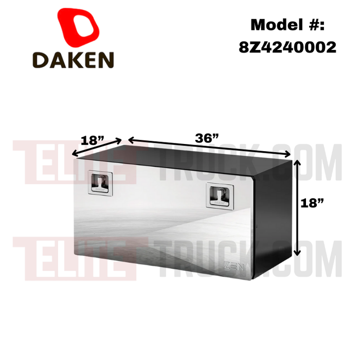 DAKEN Zen Series 36x18x18 Underbody Toolbox Black Steel Body Polished Stainless Door Model 8Z4240002