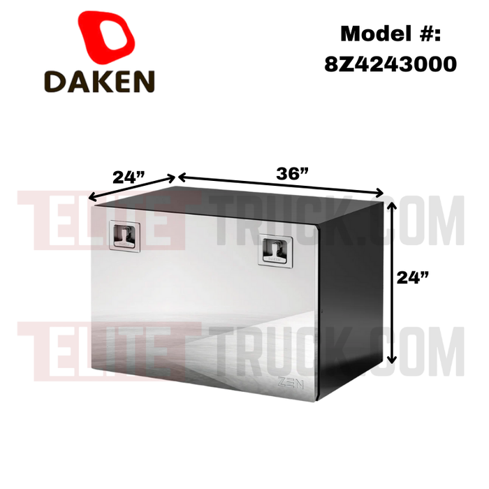 DAKEN Zen Series 36x24x24 Underbody Toolbox Black Steel Body Polished Stainless Door Model 8Z4243000