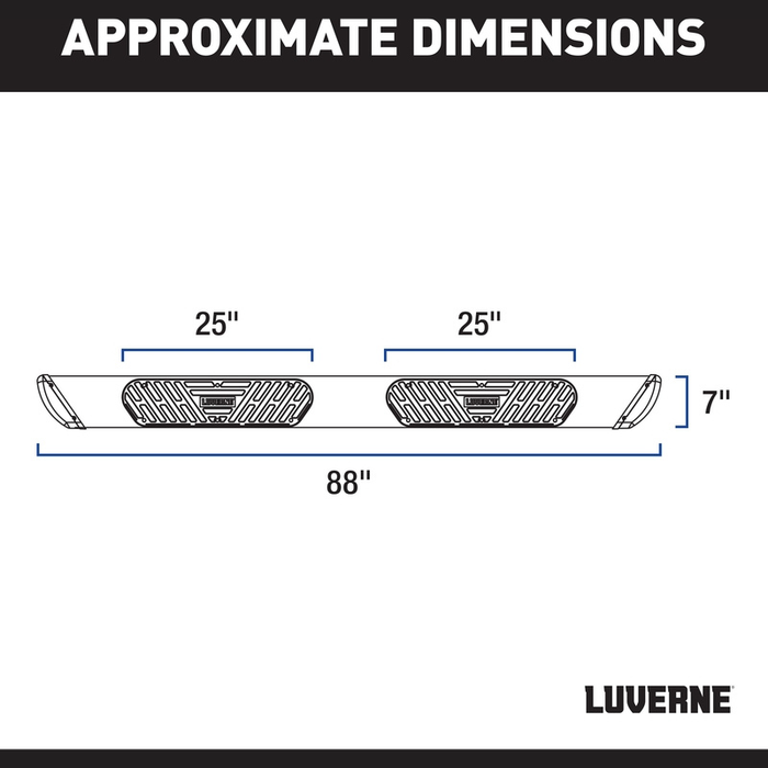Luverne Regal 7 Polished Stainless 88" Oval Side Steps, Select Ford F250 to F550 Model 477088-401734