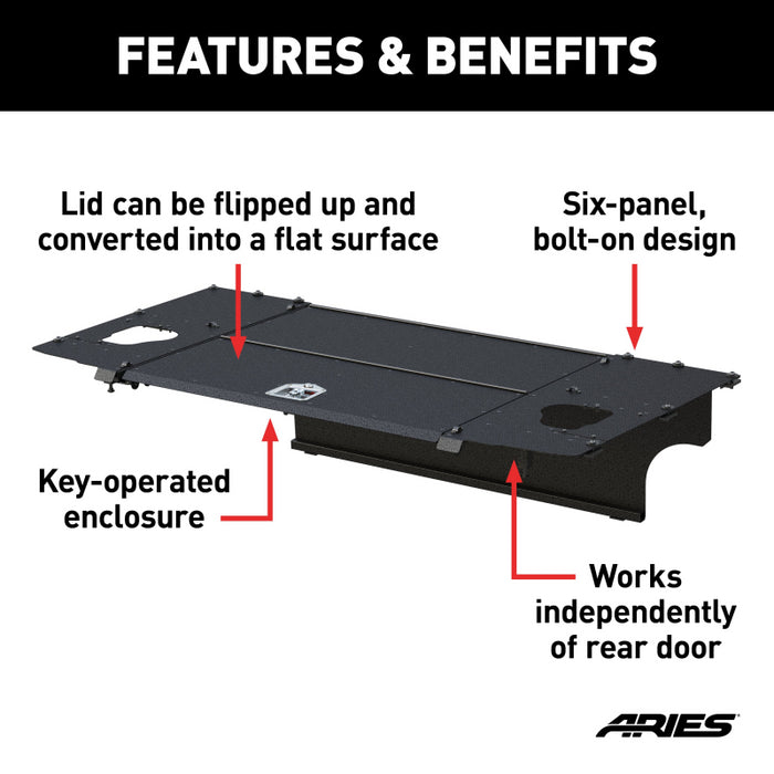ARIES Black Aluminum Security Cargo Lid, Select Jeep JK Unlimited Model 2070465