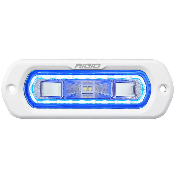 Rigid Industries SR-L Series Marine Spreader Pod, 2 Wire Flush Mount, White W/Blue Halo Model 51201