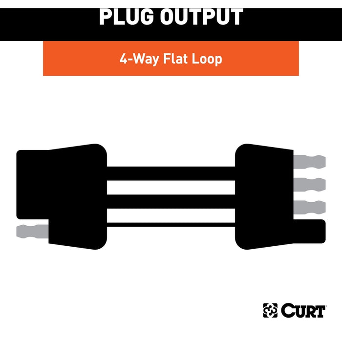 CURT Vehicle-Side and Trailer-Side 4-Pin Flat Wiring Harness with 12-Inch Wires Model 58381