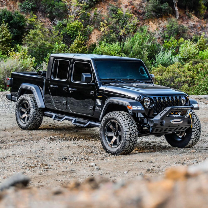 Westin WJ2 Stubby Front Bumper With LED Light Bar Mount Textured Black Steel Model 59-80085