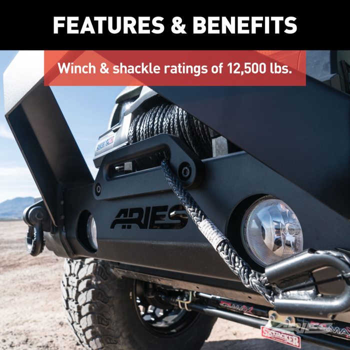 ARIES TrailCrusher Jeep Wrangler JK Steel Front Bumper with Brush Guard, 12.5K Model 2186000