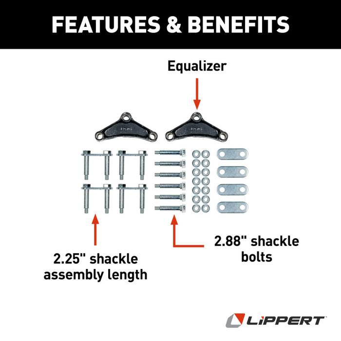 CURT 121097L Trailer Axle Attaching Parts (AP) Suspension Kit for 2,000-7,000-lb. Double-Eye Tandem Axles - Standard Equalizer, Standard Bolts Model 121097L