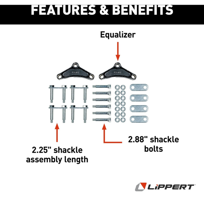 CURT 121097L Trailer Axle Attaching Parts (AP) Suspension Kit for 2,000-7,000-lb. Double-Eye Tandem Axles - Standard Equalizer, Standard Bolts Model 121097L