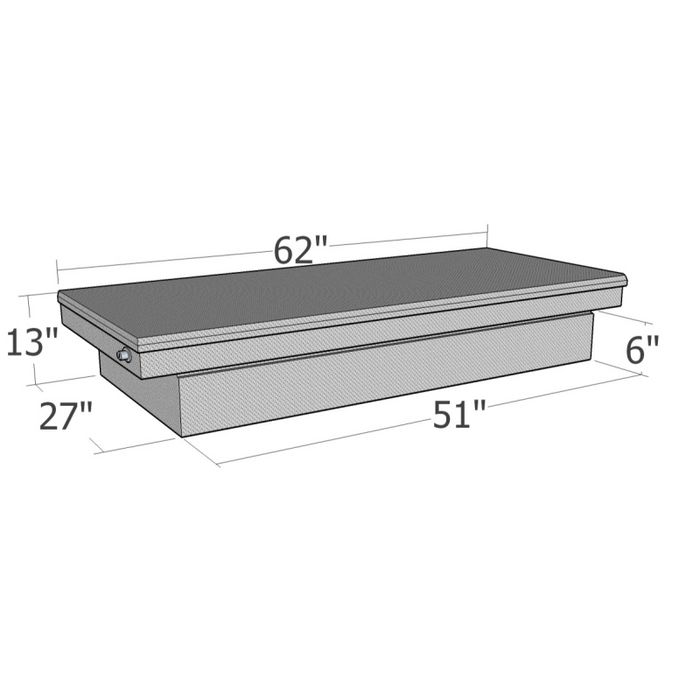 Brute Crossover Tool Box Single Lid Bright Aluminum Mid Size/Down Size Lb & Sb Wide & Shallow Model RB155FL