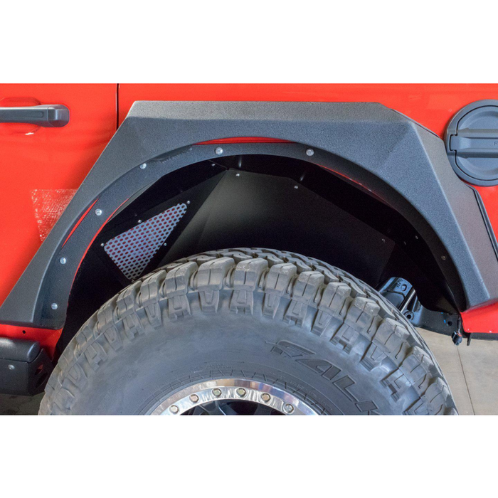 DV8 Offroad 2018-2025 Jeep Wrangler JL JLU Rear Inner Fenders Black Model INFEND-03RB