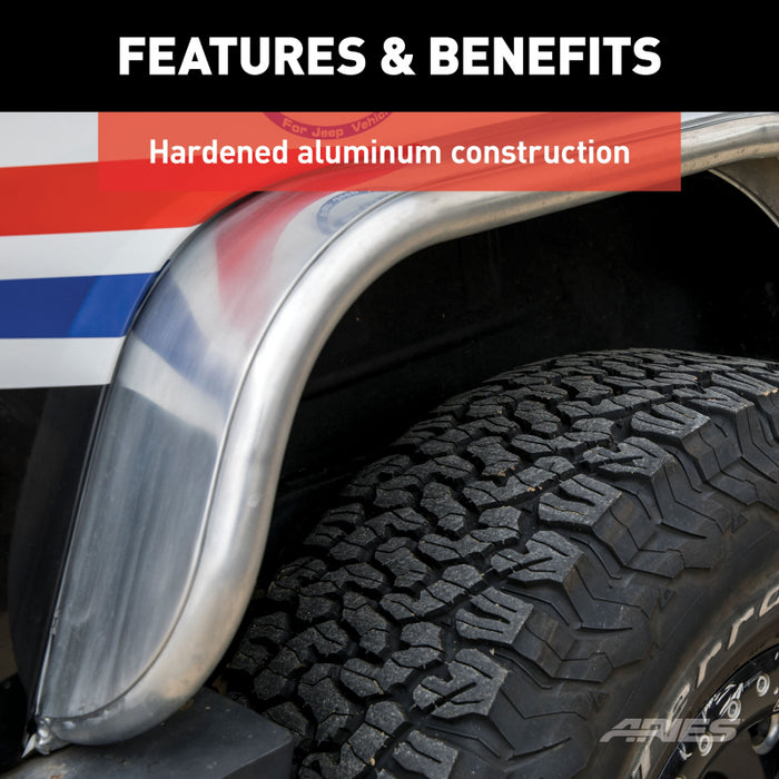 ARIES Jeep Wrangler JK Raw Aluminum Rear Fender Flares Model 2500202