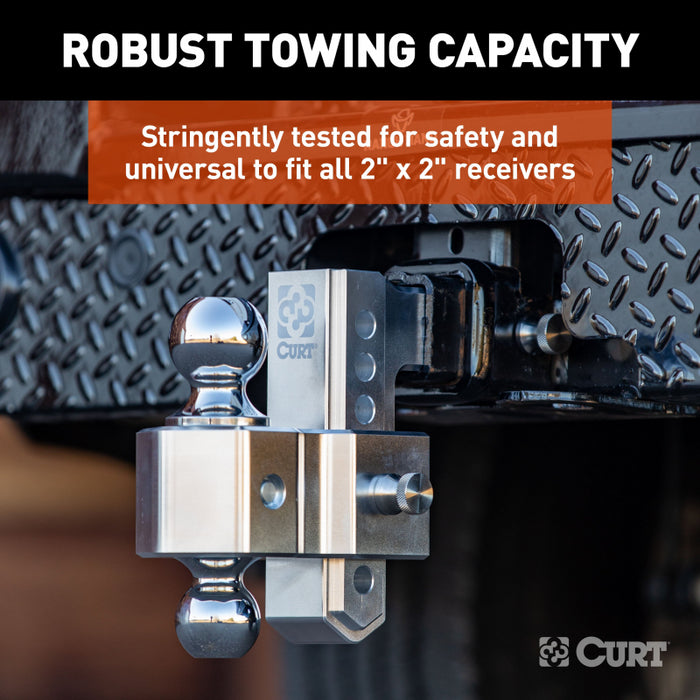 CURT AlumaLite Adjustable Aluminum Hitch with Dual Ball, 5-1/2" Drop Model 45363