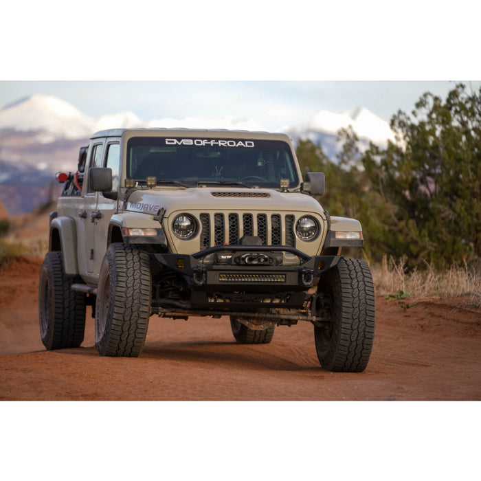 DV8 Offroad 2007-2025 Jeep GladiatorJT Wrangler JK JKU JL JLU Fs-7 Mid-Width Winch Front Bumper Model FBJL-07